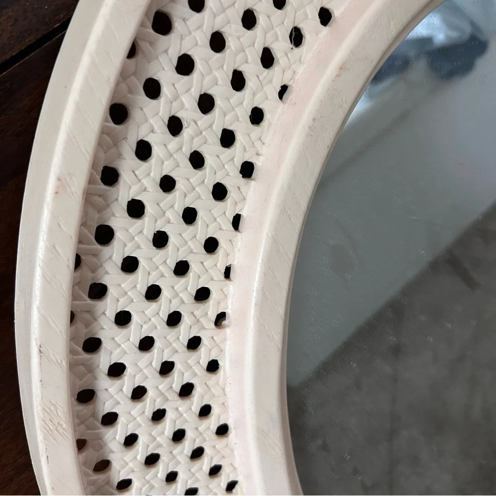 Vintage Faux Rattan Oval Wall Mirror